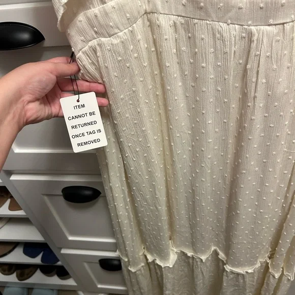 Joyfolie Cream Maxi Dress with Floral Accents - Picture 3 of 8